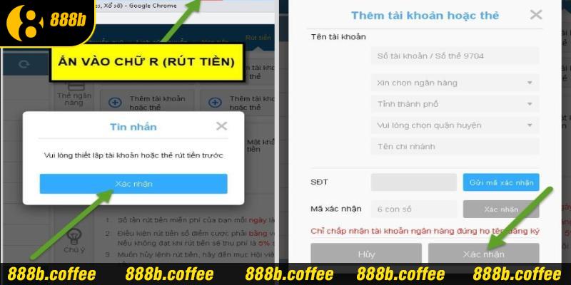 Lưu ý khi hội viên rút tiền 888b